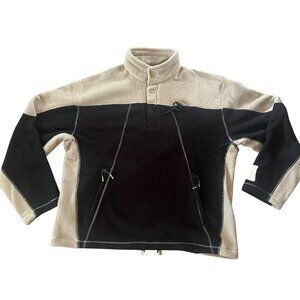 Reese Cooper Outdoor Supply Sherpa Fleece Pullover In Khaki & Black Size Medium